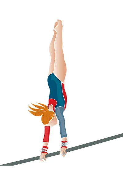 Κορίτσι Αθλητής Γυμναστής Άνιση Μπαρ — Διανυσματικό Αρχείο