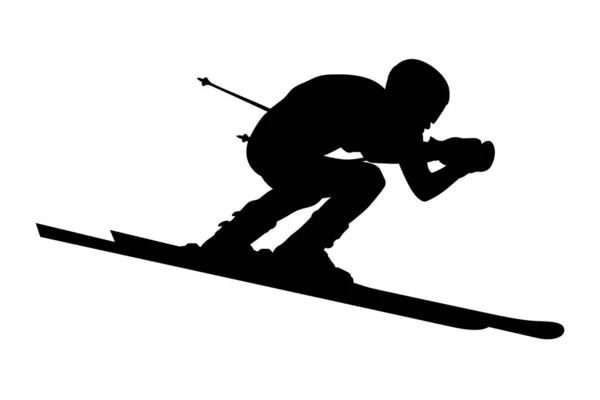 Masculino Esquiador Alpino Preto Silhueta Esportes Radicais — Vetor de Stock