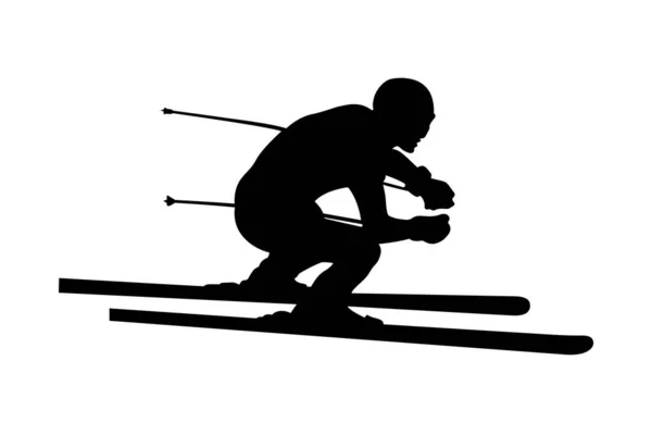 Man Skier Athlete Downhill Alpine Skiing — Stock Vector
