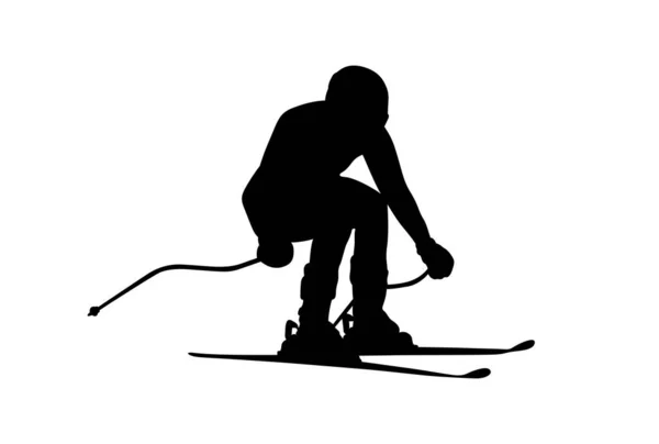 Slalom Giant Black Silhouette Man Athlete Skier — ஸ்டாக் வெக்டார்