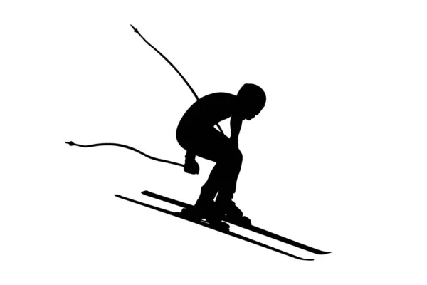 高山滑雪男子下坡跳 — 图库矢量图片