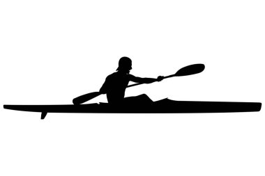 Sporcu kano sporu kürek siyah siluet
