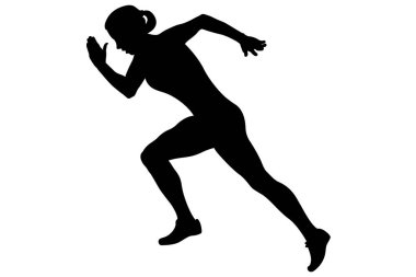 Kız atlet runner siyah siluet çalışan başlangıç