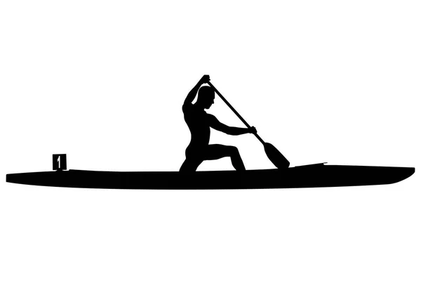 Canoagem Atletas Canoa Esportiva Com Remo Competição —  Vetores de Stock