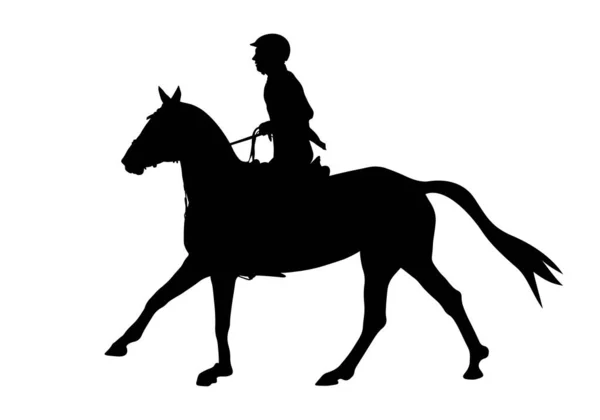 Прыжки Парашютом Женщина Лошади Черный Силуэт — стоковый вектор
