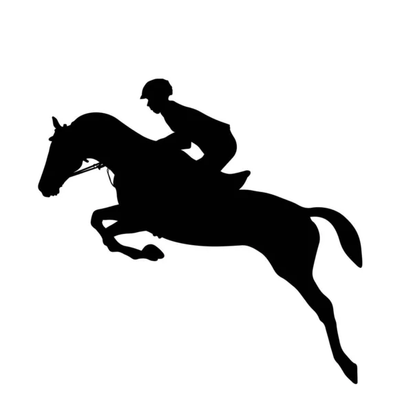Équitation Cheval Cavalier Saut Noir Silhouette — Image vectorielle