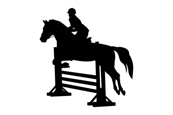 馬術スポーツ女性ライダーの馬ショーの跳躍の競争 — ストックベクタ