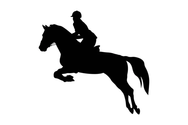 Équitation Sport Femme Cavalier Saut Cheval Compétition — Image vectorielle