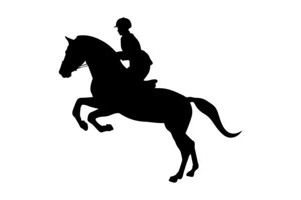 Equestrian Sport Women Rider Horse Black Silhouette — Stock Vector