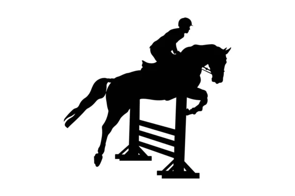 Konkursu Skoków Koń Mężczyzna Jeździec Jeździectwo — Wektor stockowy