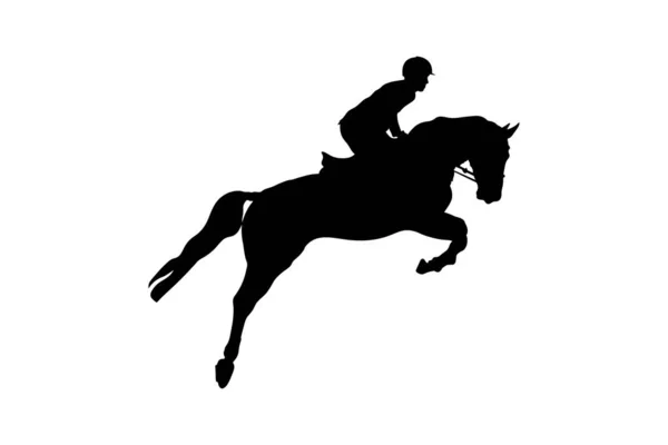 Jezdecký Sport Muž Jezdec Koně Skoku — Stockový vektor