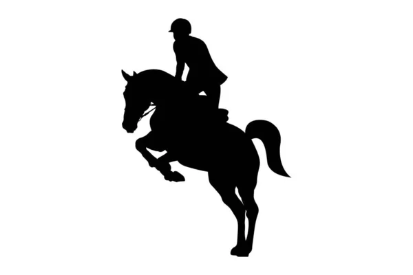 Equestrian Sport Man Rider Horse Black Silhouette — Stock Vector