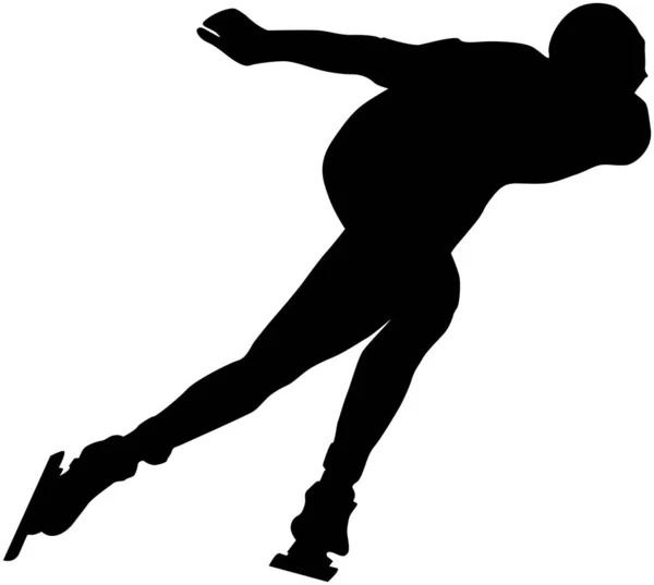 Male Athlete Speed Skating Run Turn — Stock Vector