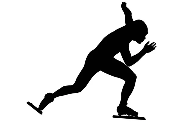Nero Silhouette Uomo Speedskater Atleta — Vettoriale Stock