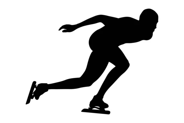 Mann Athlet Eisschnellläufer Schwarze Silhouette — Stockvektor