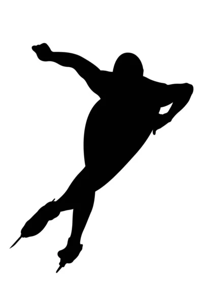Schwarze Silhouette Athlet Eisschnellläufer Run Turn — Stockvektor