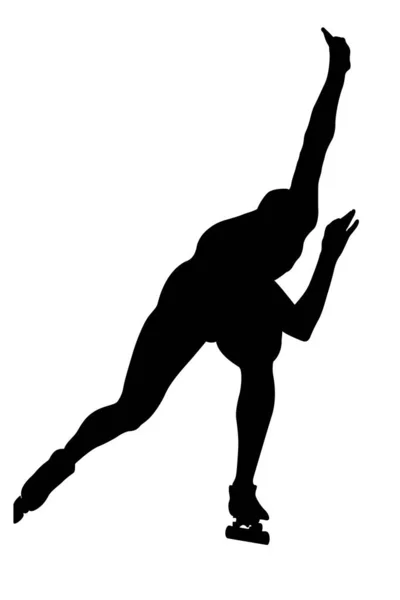 Atleta Donna Pattinaggio Velocità Nel Pattinaggio Velocità — Vettoriale Stock