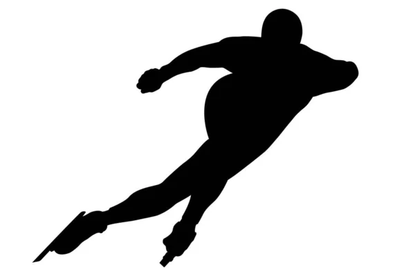 Athlete Speed Skating Running Race Black Silhouette — Stock Vector