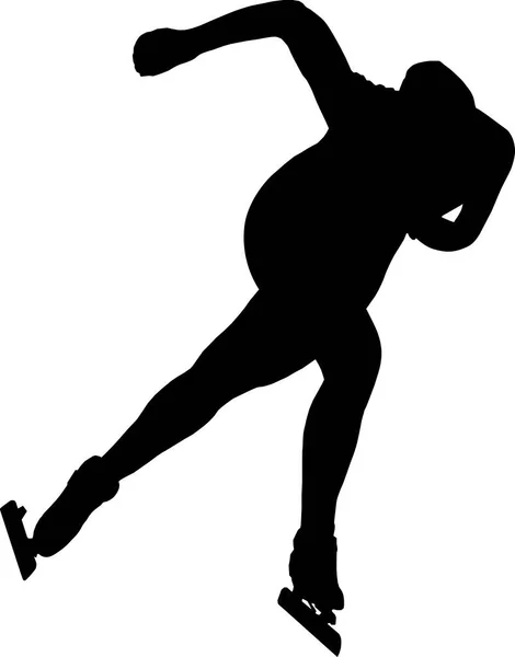 Eisschnellläuferinnen Schwarze Silhouette Auf Weißem Hintergrund — Stockvektor