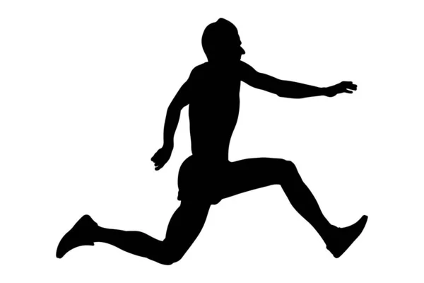 Masculin Atlet Jumper Triplu Salt Negru Silueta — Vector de stoc