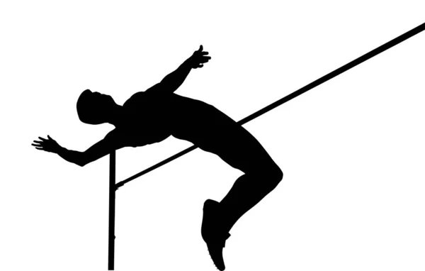 Yüksek Atlama Siyah Siluet Üzerinde Atlet Jumper — Stok Vektör