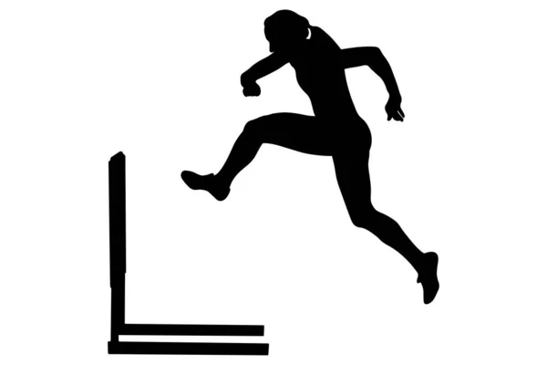 Laufhürden Athletin Schwarze Silhouette — Stockvektor