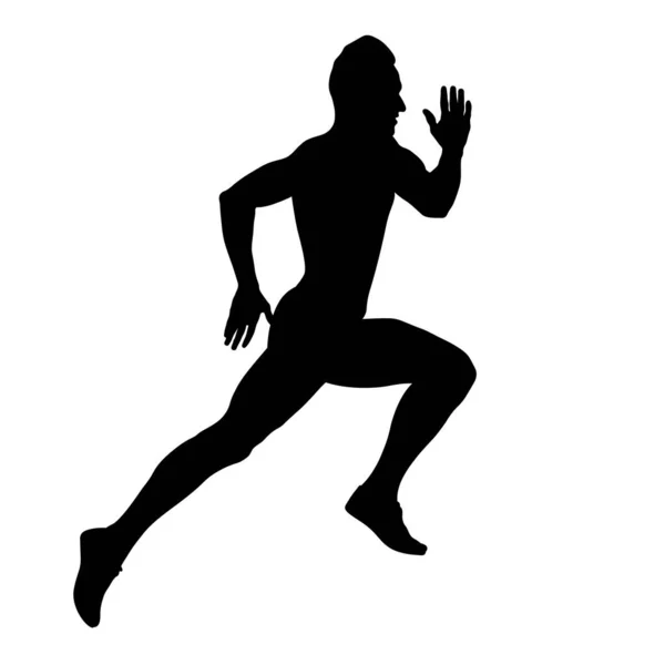 黒のシルエットを走る運動選手 — ストックベクタ