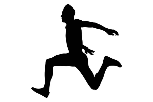 Atleta Masculino Salto Dinámico Salto Triple — Vector de stock