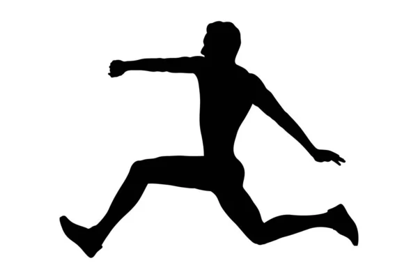 Triple Jump Man Athlete Jumper Black Silhouette — Stock Vector