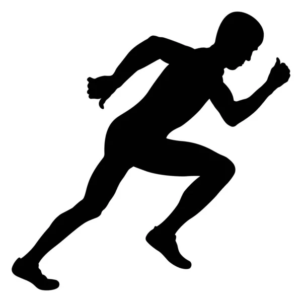 Athlete Sprinter Start Race Black Silhouette — Stock Vector