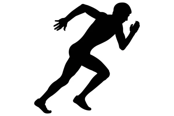 男子短跑运动员开始跑黑色轮廓 — 图库矢量图片