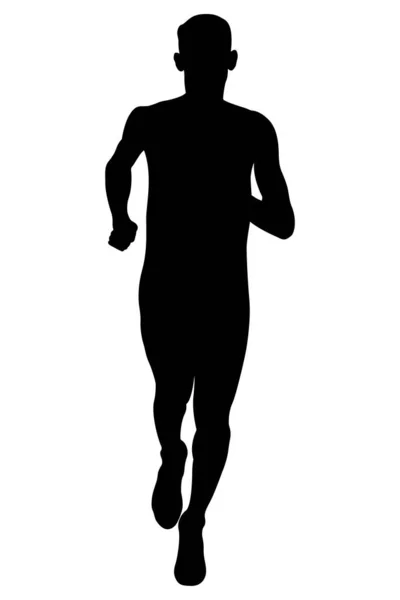 Sportler Mittelstreckenläufer Schwarze Silhouette — Stockvektor