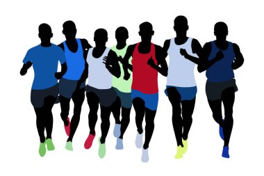 Grup koşucu sporcular orta mesafe çalışan