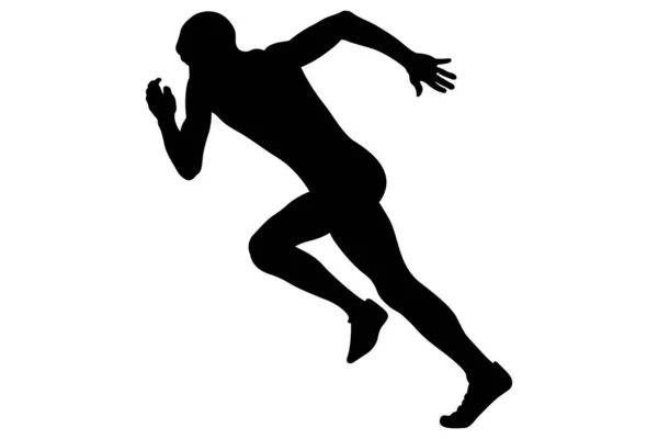 Commencer Sprinter Coureur Athlète Silhouette Noire — Image vectorielle