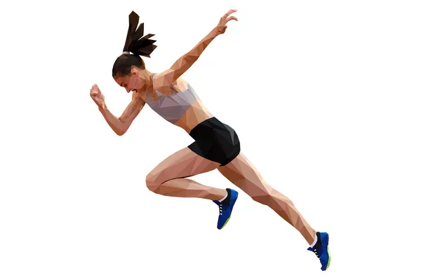 Faster Start Running Woman Sprinter Runner Polygonal Silhouette — Stock Vector
