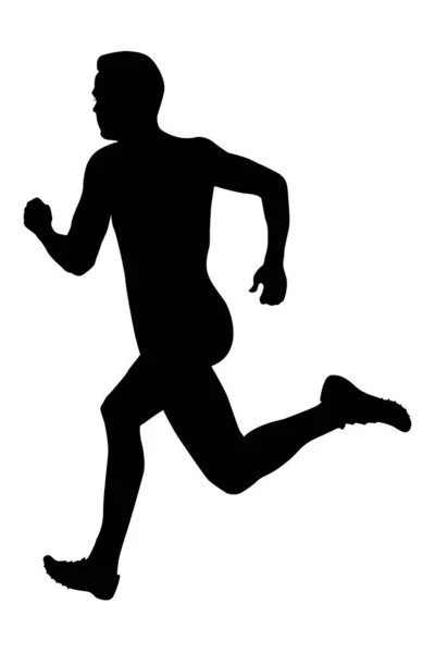 Férfi Sprinter Runner Fut Fekete Sziluettje — Stock Vector