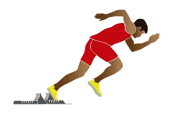 Inicie Sprinter Runner Começando Blocos Ilustração Vetorial — Vetor de Stock