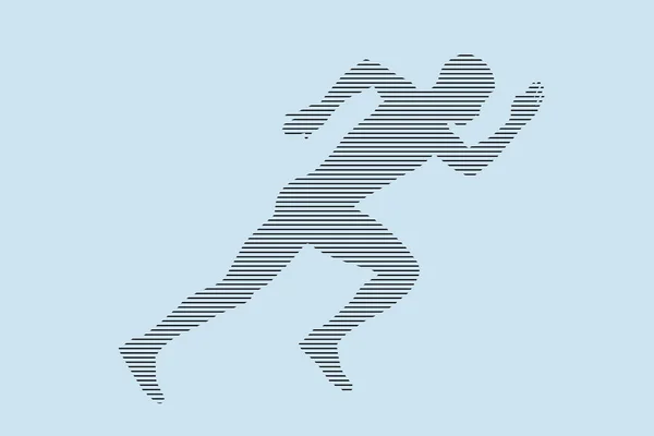 Начать Бегать Спортсмен Бегун Спринтер Силуэт Черных Линиях Синем Фоне — стоковый вектор