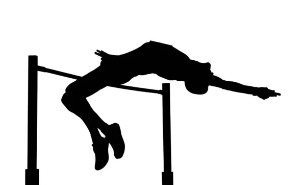 Άνδρες High Jumper Άλμα Μαύρη Σιλουέτα — Διανυσματικό Αρχείο