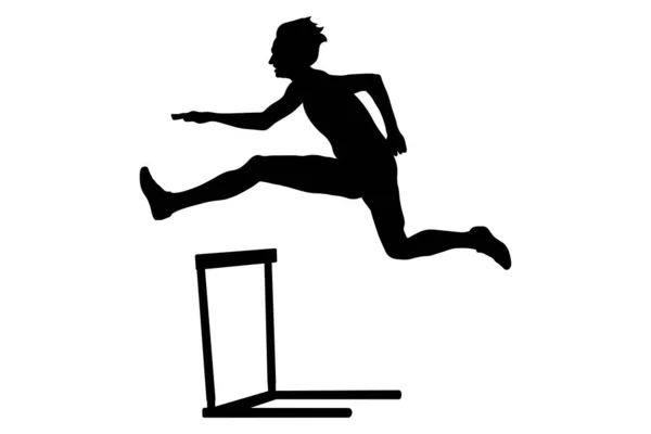 Žena Atlet Běžec Běh Překážky Černá Silueta — Stockový vektor