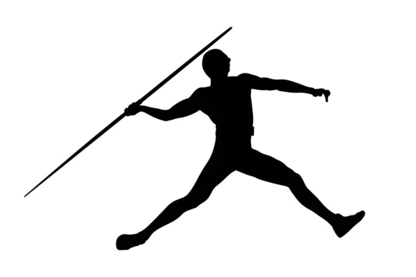 Speerwurf Männer Athlet Schwarze Silhouette — Stockvektor