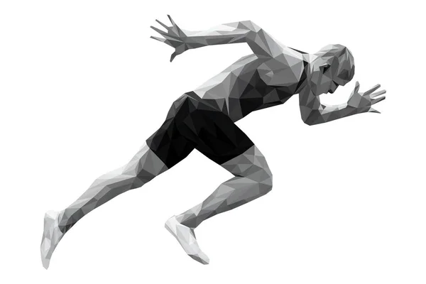 Start Laufen Sprinter Athlet Low Poly Silhouette — Stockvektor