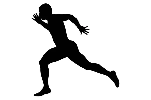 Traguardo Corridore Running Sprinter Silhouette Nera — Vettoriale Stock