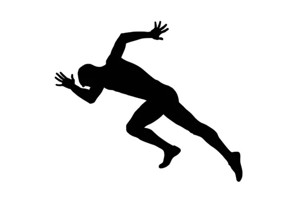 Start Sprinter Runner Athlete Black Silhouette — Stock Vector