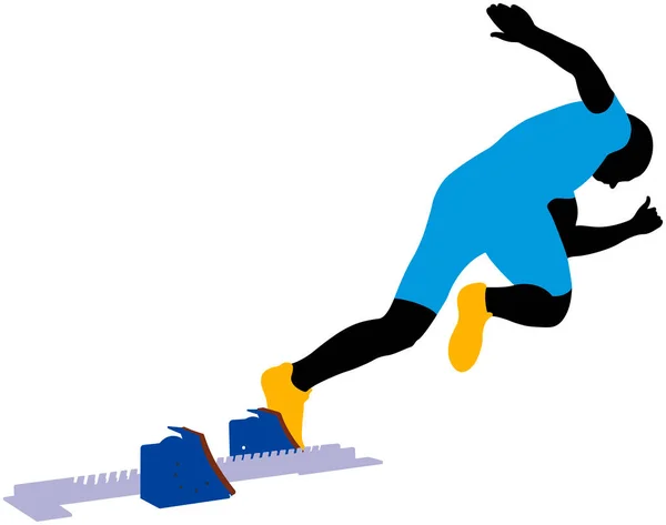Старт Бігу Спортсмена Спринтер Бігун Стартових Блоків — стоковий вектор