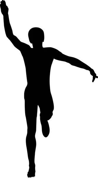 Erkek Atlet Uzun Atlama Siyah Siluet — Stok Vektör