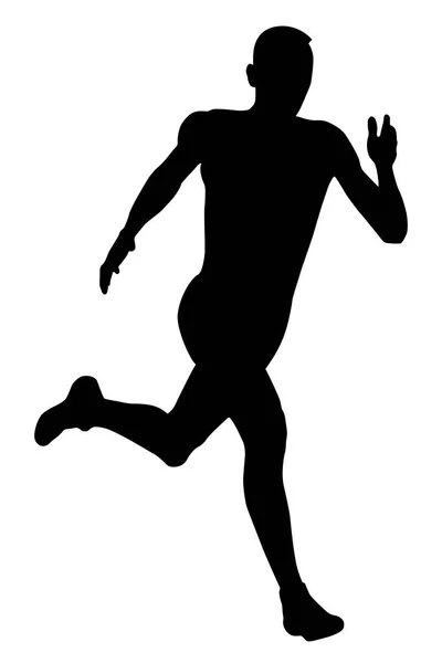 Idrottsman Sprinter Löpare Kör Svart Siluett — Stock vektor