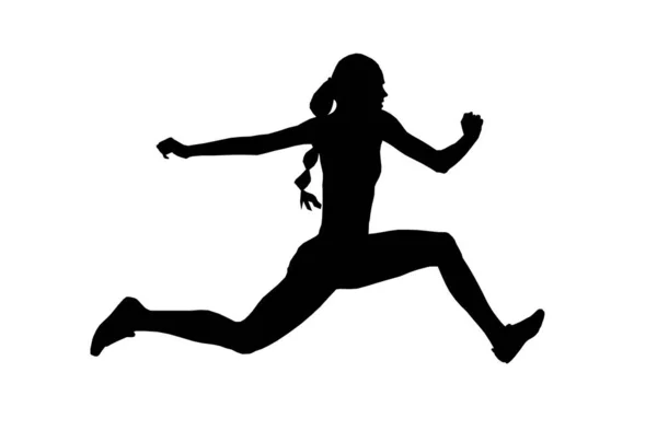 Women Athlete Jumper Triple Jump Black Silhouette — स्टॉक वेक्टर