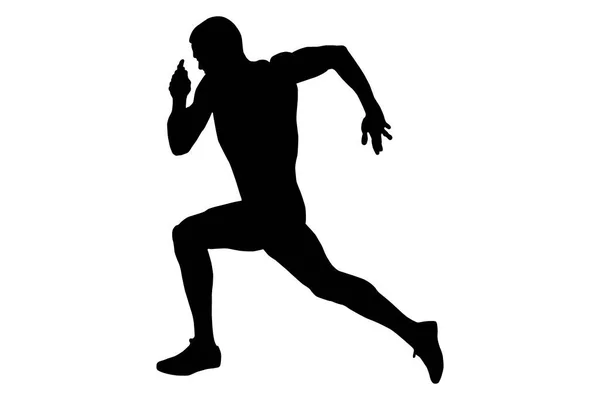 Velocidad Corriendo Atleta Muscular Corredor Silueta Negro — Vector de stock