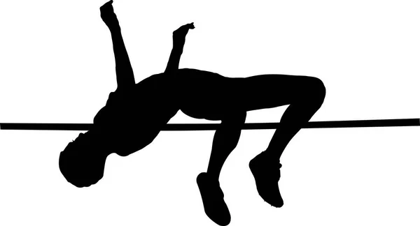Atleta Donna Salto Alto Silhouette Nera — Vettoriale Stock